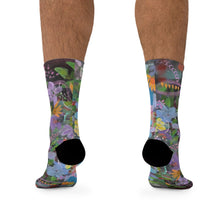 Load image into Gallery viewer, Colorful Floral Recycled Socks, Eco-Friendly Gift, Fun Everyday Socks, Unique Footwear, Sustainable Fashion