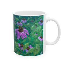 Load image into Gallery viewer, Floral Ceramic Mug - Vibrant Purple Coneflowers Design, Perfect for Nature Lovers & Gift Giving