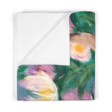 Load image into Gallery viewer, Baby Blanket Fleece Cow with Flowers Soft Cuddly Adorable