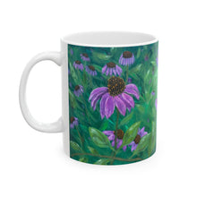 Load image into Gallery viewer, Floral Ceramic Mug - Vibrant Purple Coneflowers Design, Perfect for Nature Lovers & Gift Giving
