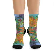 Load image into Gallery viewer, Colorful Floral Recycled Socks, Eco-Friendly Socks, Sustainable Fashion, Gift for Nature Lovers, Botanical Sock Design