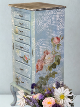Load image into Gallery viewer, "Original hand-painted jewelry cabinet--elegant storage and functional art furniture for your home"
