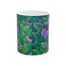 Load image into Gallery viewer, Floral Ceramic Mug - Vibrant Purple Coneflowers Design, Perfect for Nature Lovers & Gift Giving