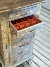 Load image into Gallery viewer, "Original hand-painted jewelry cabinet--elegant storage and functional art furniture for your home"