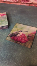 Load and play video in Gallery viewer, Hummingbird Glass Coasters Set