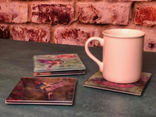 Load image into Gallery viewer, Hummingbird Glass Coasters Set