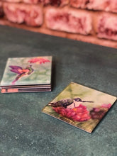 Load image into Gallery viewer, Hummingbird Glass Coasters Set