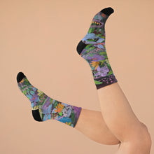 Load image into Gallery viewer, Colorful Floral Recycled Socks, Eco-Friendly Gift, Fun Everyday Socks, Unique Footwear, Sustainable Fashion
