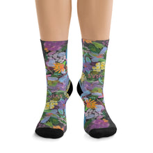 Load image into Gallery viewer, Colorful Floral Recycled Socks, Eco-Friendly Gift, Fun Everyday Socks, Unique Footwear, Sustainable Fashion
