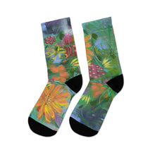 Load image into Gallery viewer, Colorful Floral Recycled Socks, Eco-Friendly Socks, Sustainable Fashion, Gift for Nature Lovers, Botanical Sock Design
