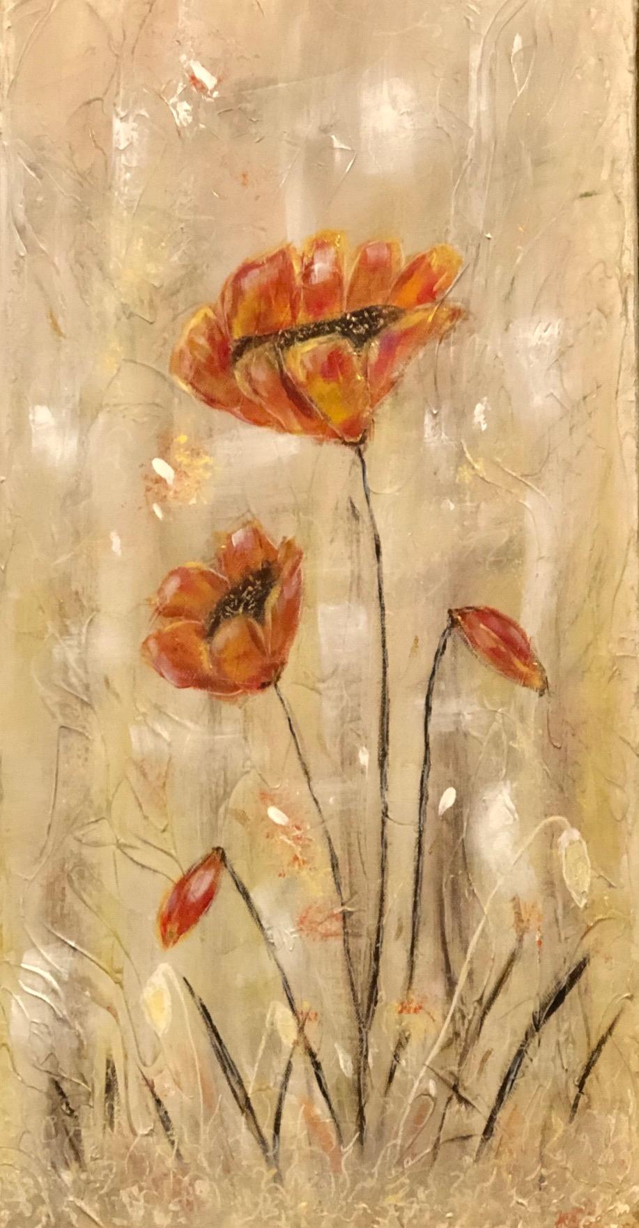 Poppies, Original Abstract Floral Painting