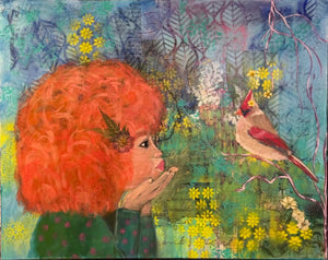 "Hello Again"  Acrylic and Mixed Media on Canvas