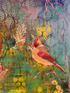"Hello Again"  Acrylic and Mixed Media on Canvas