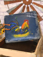 Load image into Gallery viewer, Hand Painted Rooster Sewing Bench, Antique, Rooster Art, Farmhouse, French Country, Country French, Rustic, Rooster
