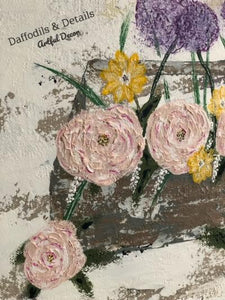 Floral Art, Flowers, Original Artwork, Pallet Knife Painting,