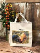 Load image into Gallery viewer, Market Tote with Original Abstract Rooster Art, Grocery Bag, Tote
