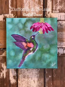 Hummingbird, Bird Art, Original Painting, Colorful Abstract
