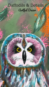 Colorful Abstract Owl Art, Mr. Hoot, Original Painting