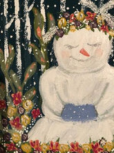 Load image into Gallery viewer, Boho in the Snow, Bohemian Painting, Snowman Painting, Flower Painting
