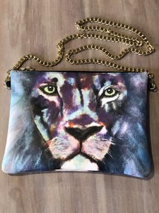 Stunning Custom Crossbody Purse "Hear me Roar", Lion Art