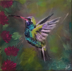 Hummingbird, Bird Art, Original Canvas Painting