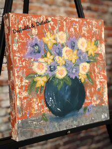 Summer Time, Flowers, Flower Painting, Acrylic Painting, Original Flower Painting, Flowers in Vase, Pallet Knife Painting
