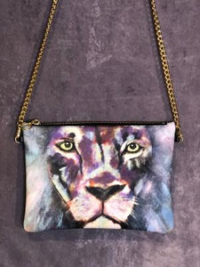 Stunning Custom Crossbody Purse "Hear me Roar", Lion Art