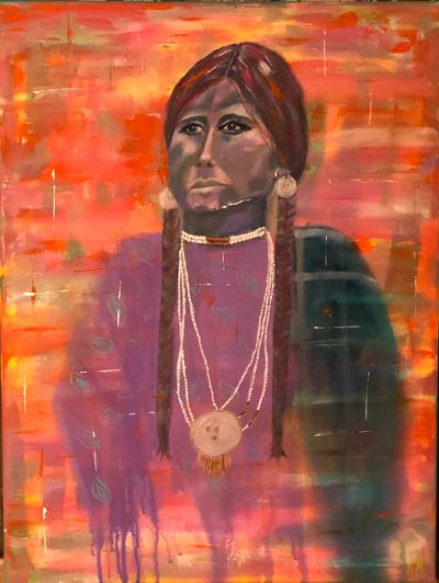 Colorful Native American Abstract Art, Bold Colors, Woman Portrait, Original, Acrylic Painting