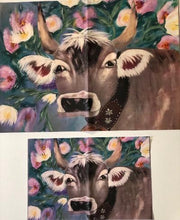 Load image into Gallery viewer, Decoupage Tissue Paper, &quot;Florabelle&quot;, Abstract Cow Art with Flowers

