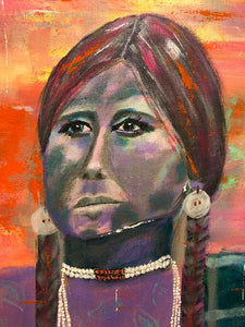 Colorful Native American Abstract Art, Bold Colors, Woman Portrait, Original, Acrylic Painting