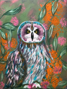 Colorful Abstract Owl Art, Mr. Hoot, Original Painting