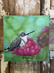 Hummingbird, Bird Art, Flower Art, Original Painting