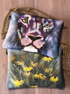 Stunning Custom Crossbody Purse "Hear me Roar", Lion Art