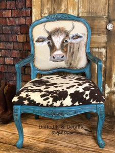 Bohemian Farmhouse Chair, Western Decor, Hand Painted Chair